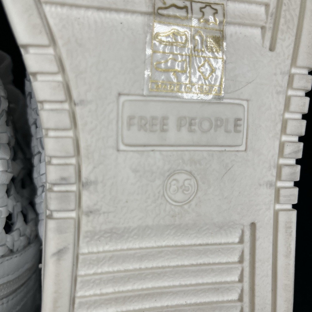 Free People Hayes High Top Sneakers Lace Up Side Zip Woven Ivory White 8.5 - Picture 10 of 12